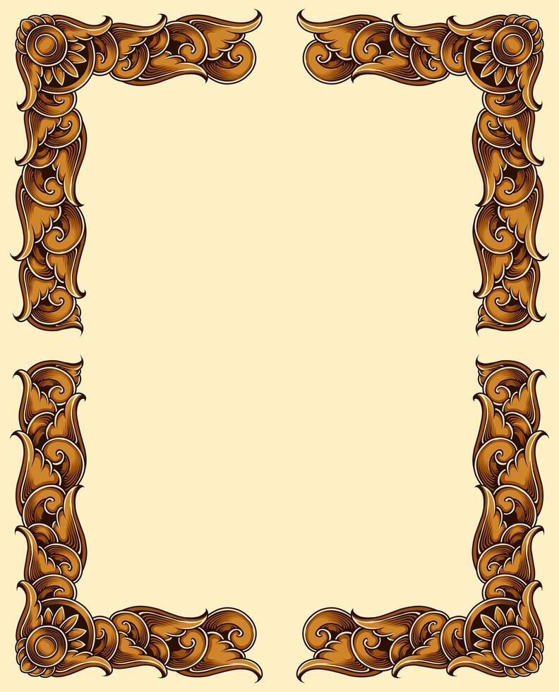 Classic style frame design with exquisite engraving and luxury Free Vector
