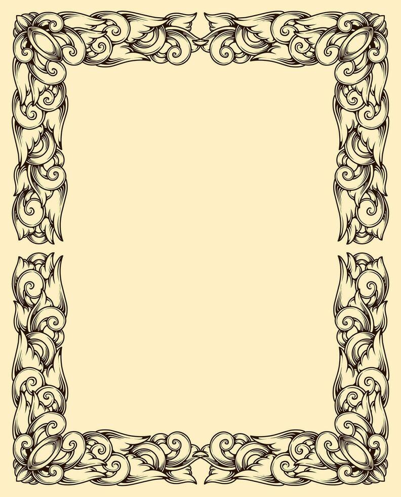 vector elegant carved ornament frame