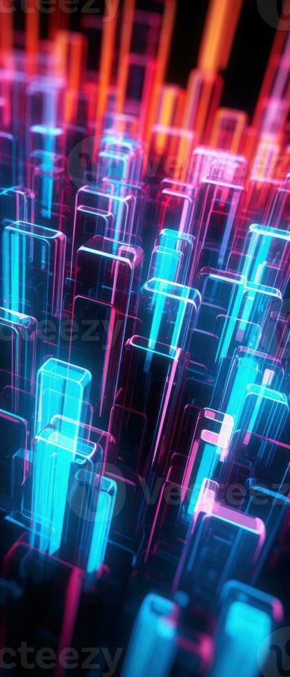 AI generated Explore the virtual world with this 3D abstract background. The futuristic architecture and cyber connections. photo