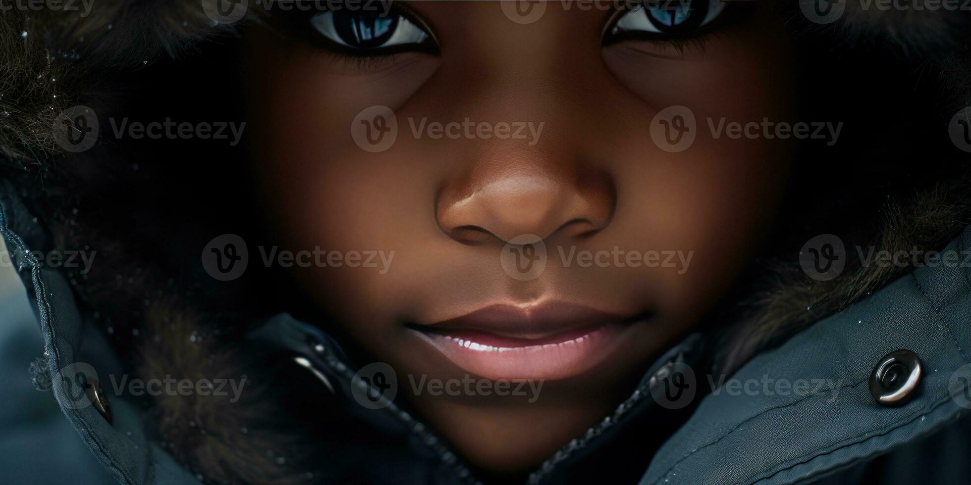 AI generated Captivating close-ups of child in winter attire. AI generative. photo