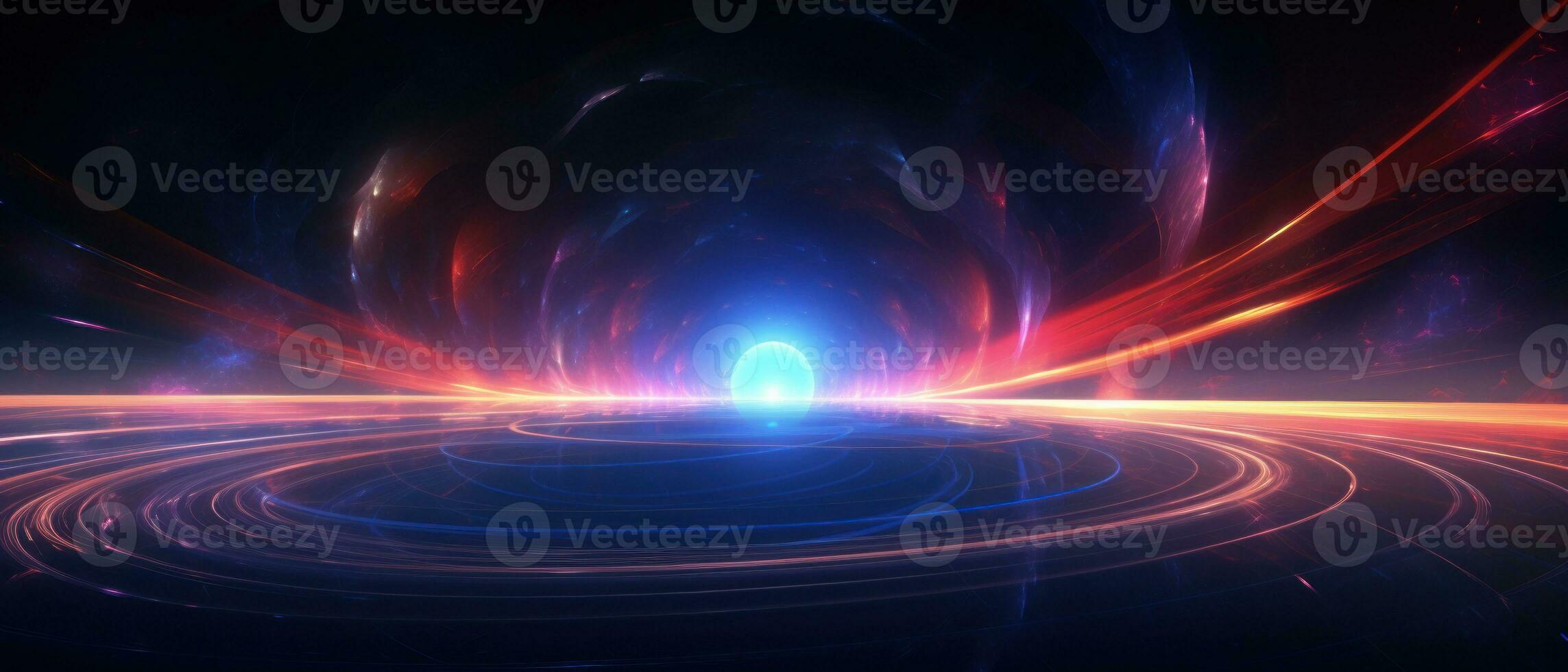 AI generated 3D illustration of a nebula in the universe, showcasing a vibrant blue and black cosmic background. photo