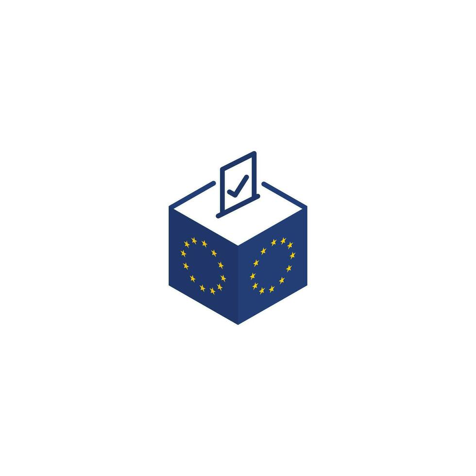 European EU elections concept, democracy, voting ballot box. Vector icon illustration