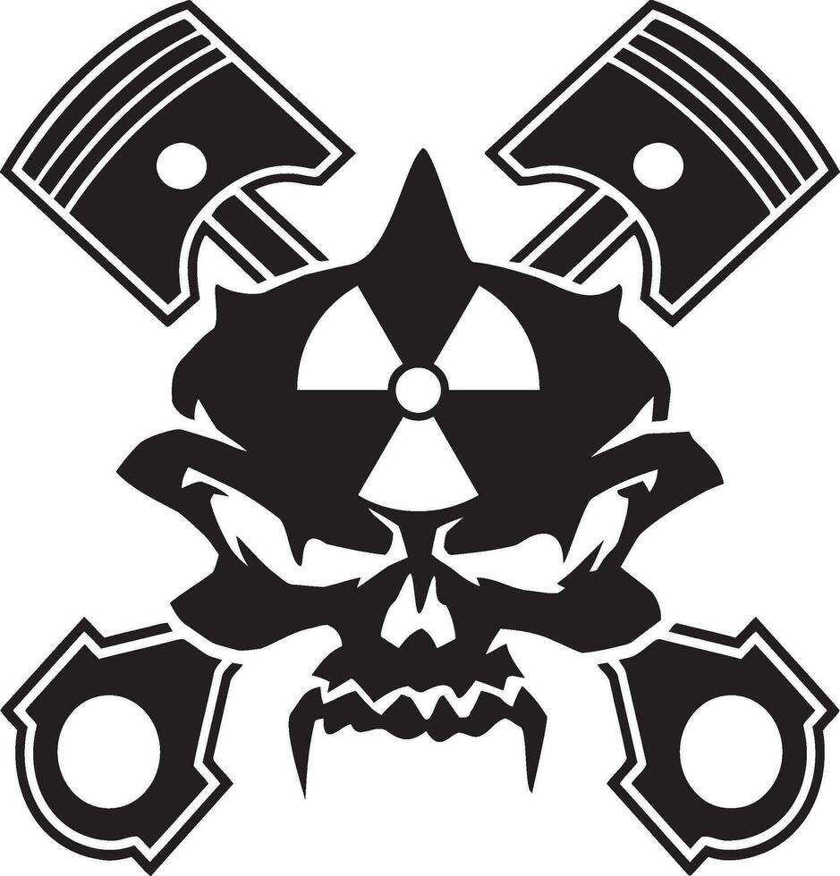 Vampire Monster Skull With Pistons Radioactive Tattoo vector