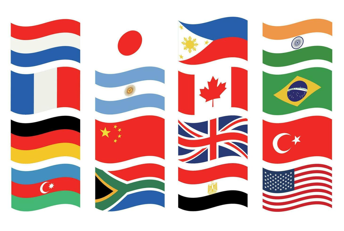 Different national flags clip-art. Vector collection