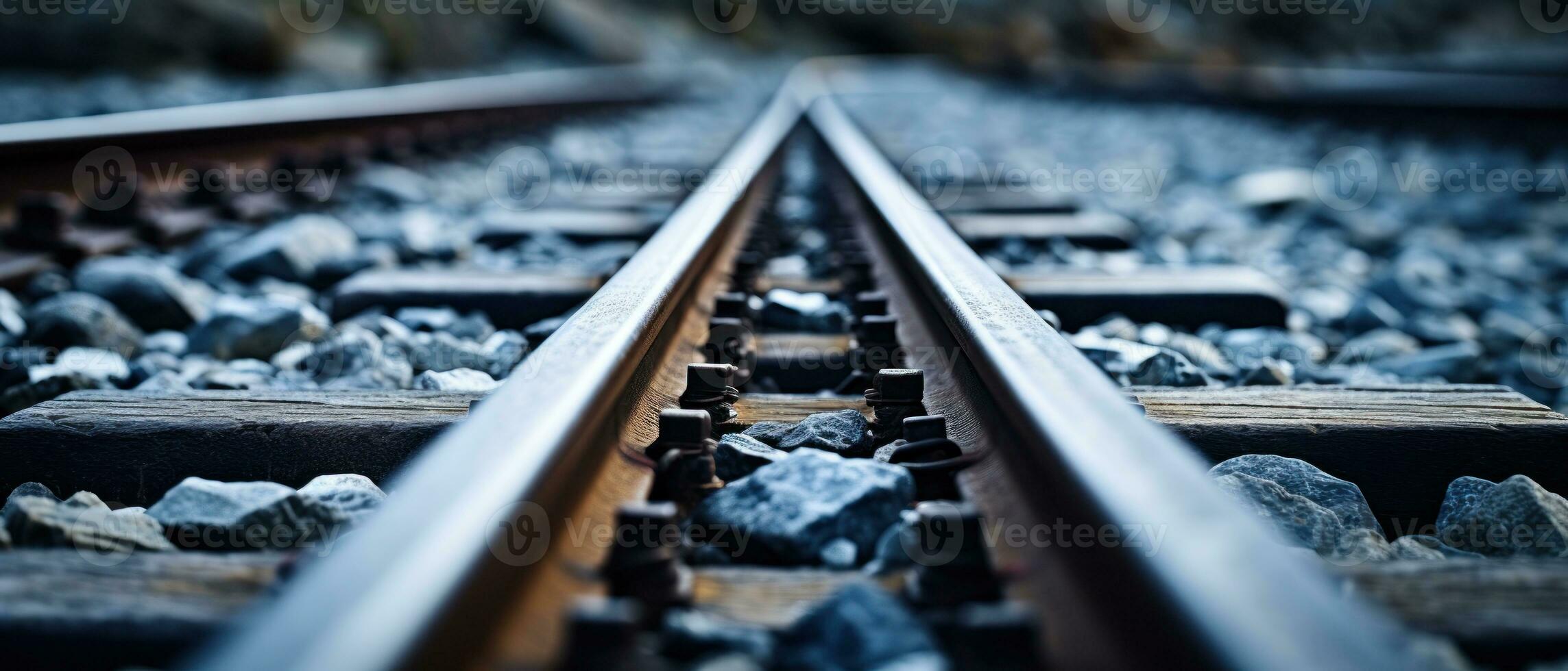 AI generated Close-up of train tracks. AI generative. photo