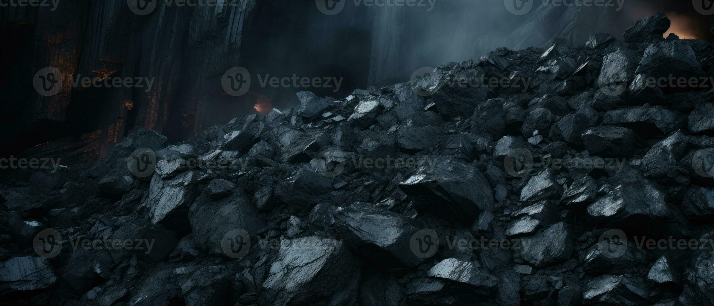 AI generated Eerie cave with flickering flame, highlighting coal formations. AI generative. photo