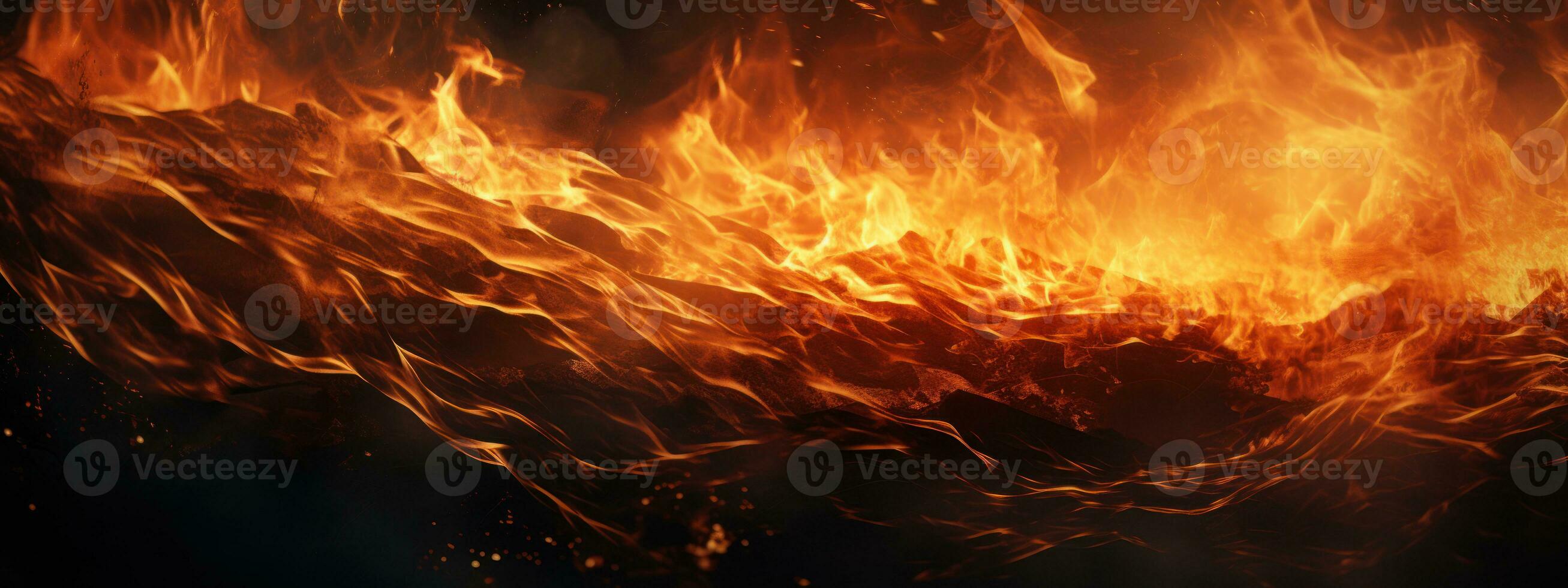 AI generated Captivating fire scene, pitch-black background,. AI generative. photo