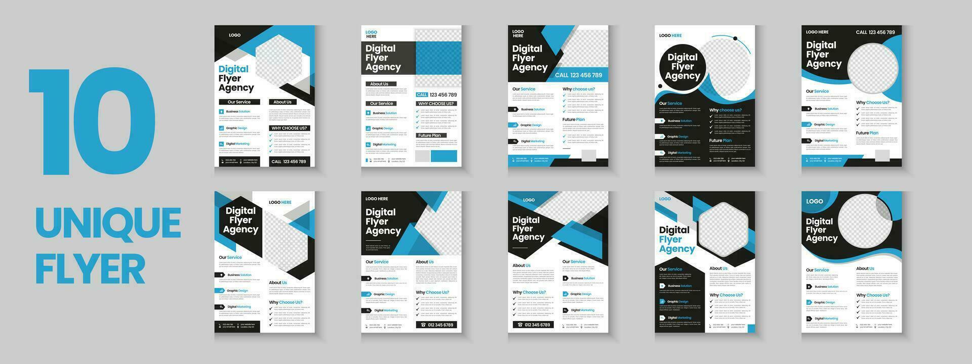Business flyer collection, corporate poster, flyer bundle, flyer brochure design, annual report, proposal, leaflet, company profile, digital marketing poster and a4 layout with mockup vector