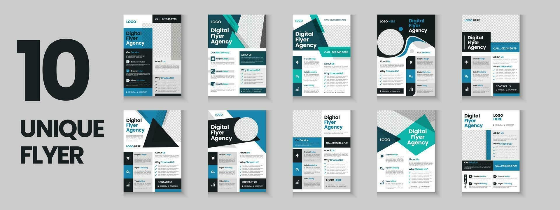 A4 business flyer template design, corporate brochure, marketing flyer, advertising flyer template design with mockup vector