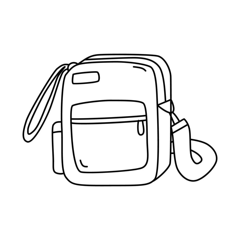 hombro bolso en garabatear estilo. vector ilustración de cruzar cuerpo bolso aislado en blanco