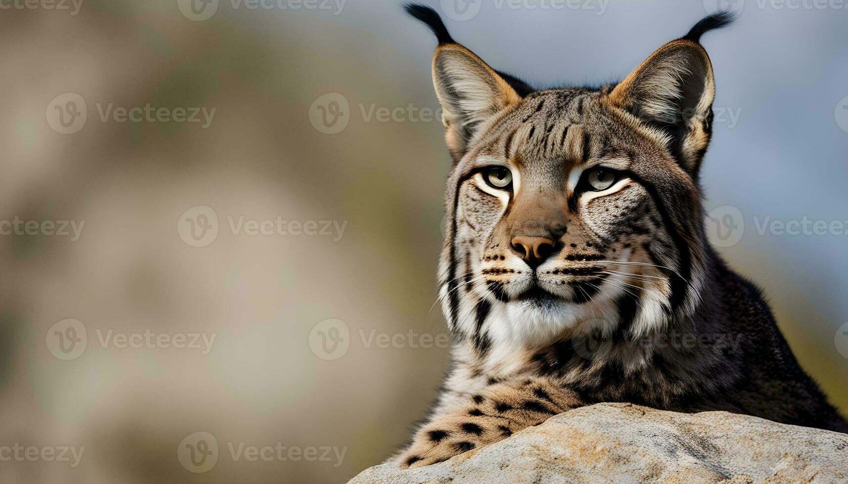 AI generated a lynx is sitting on a rock photo