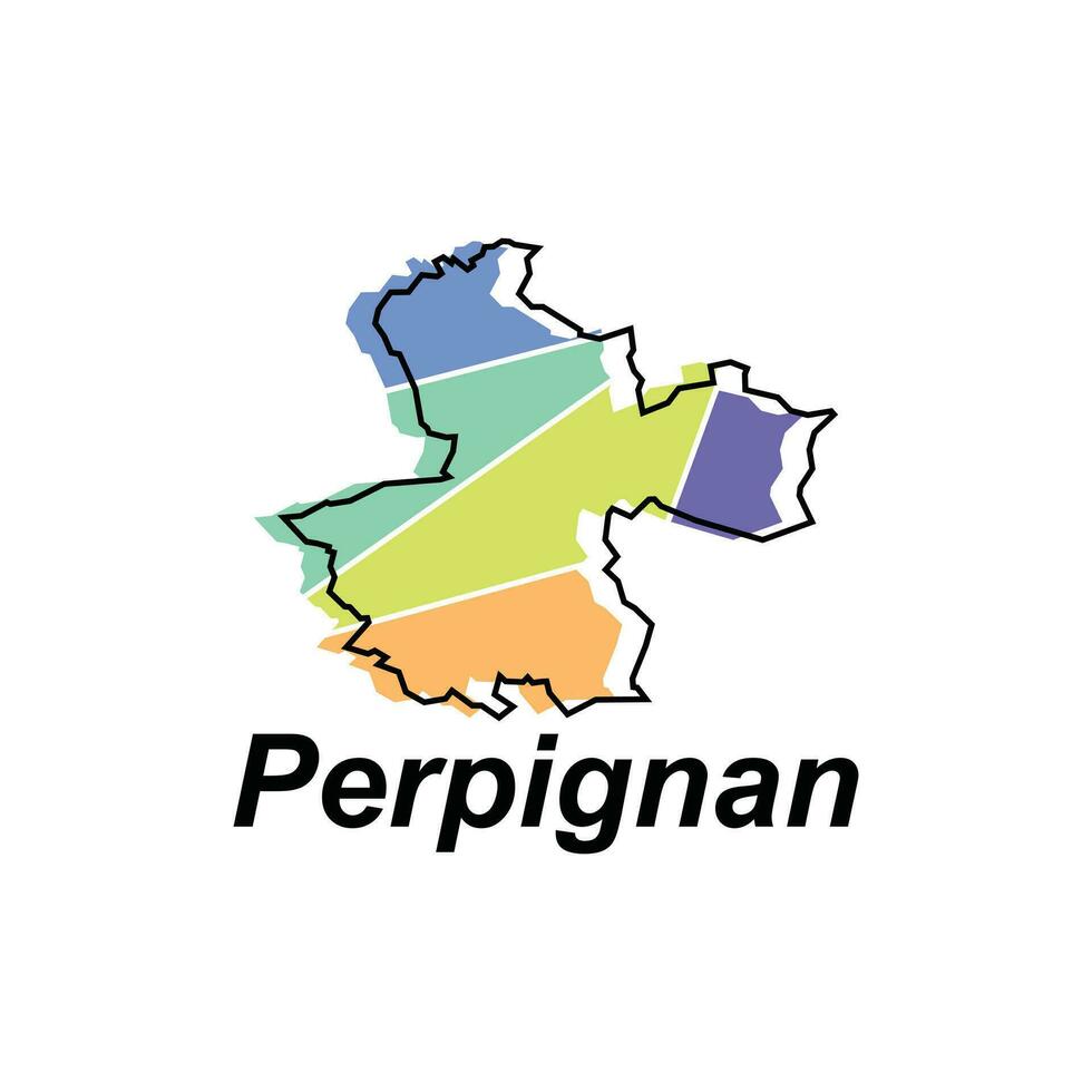 Map of Perpignan City design illustration, vector symbol, sign, outline, World Map International vector template on white background