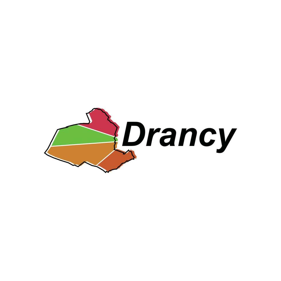 Map of Drancy City design illustration, vector symbol, sign, outline, World Map International vector template on white background