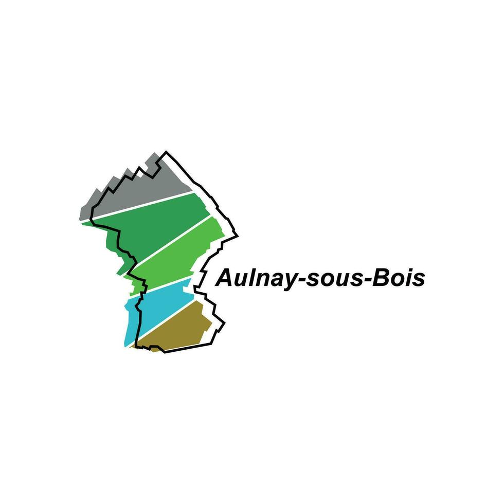 Map of Aulnay Sous Bois City design illustration, vector symbol, sign, outline, World Map International vector template on white background