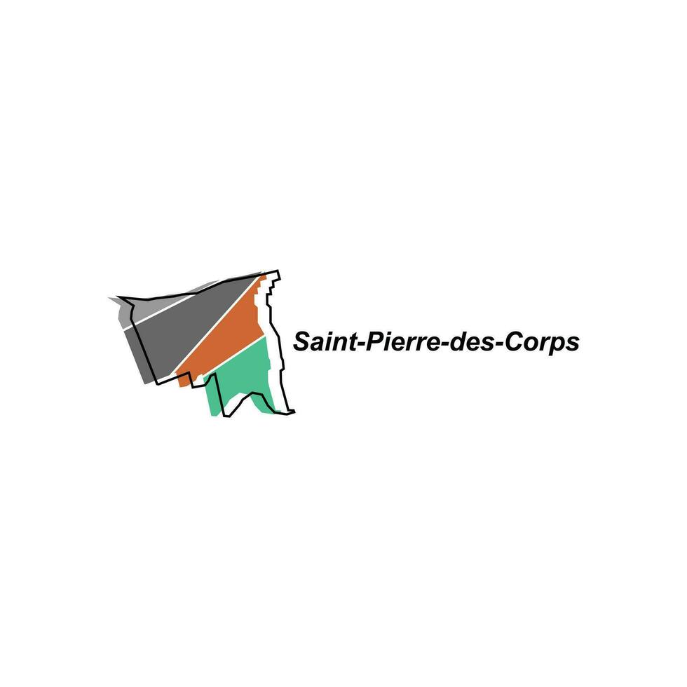 Map of Saint Pierre Des Corps City design illustration, vector symbol, sign, outline, World Map International vector template on white background