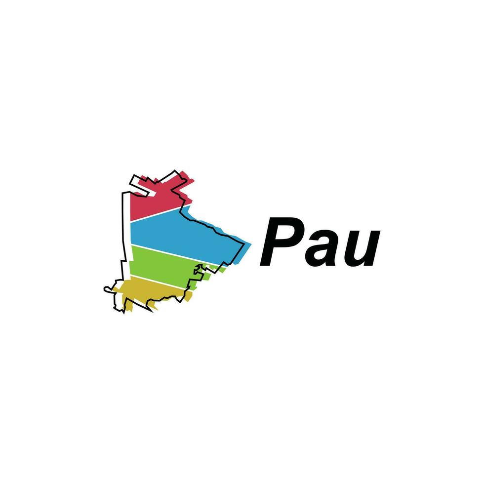 Map of Pau City design illustration, vector symbol, sign, outline, World Map International vector template on white background