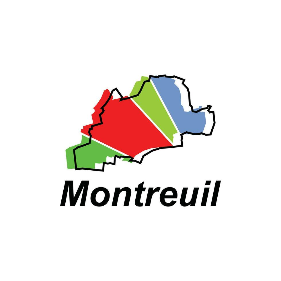 Map of Montreuil City design illustration, vector symbol, sign, outline, World Map International vector template on white background
