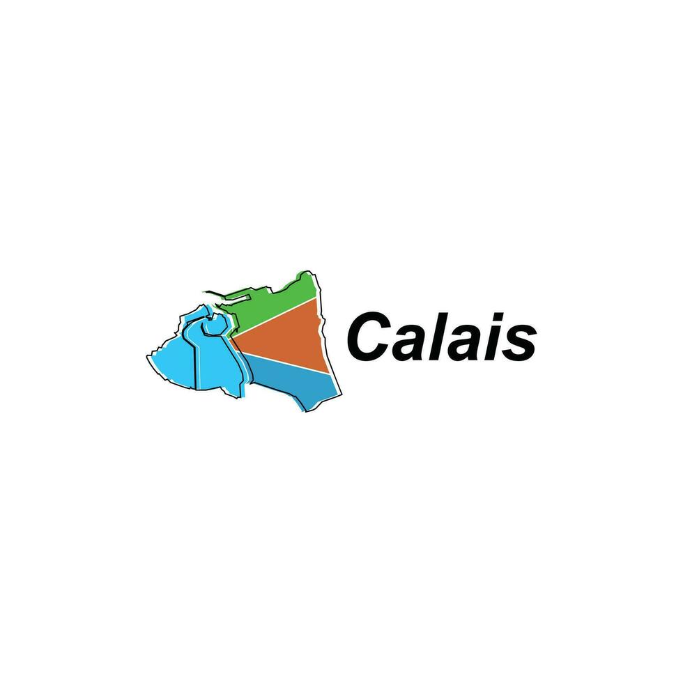 Map of Calais City design illustration, vector symbol, sign, outline, World Map International vector template on white background