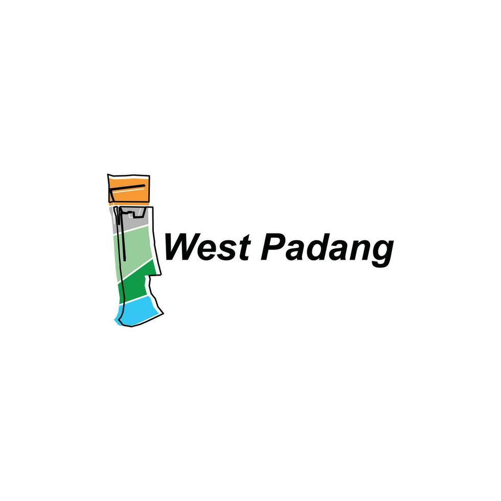 Map City of West Padang World Map International vector template with outline, graphic sketch style isolated on white background