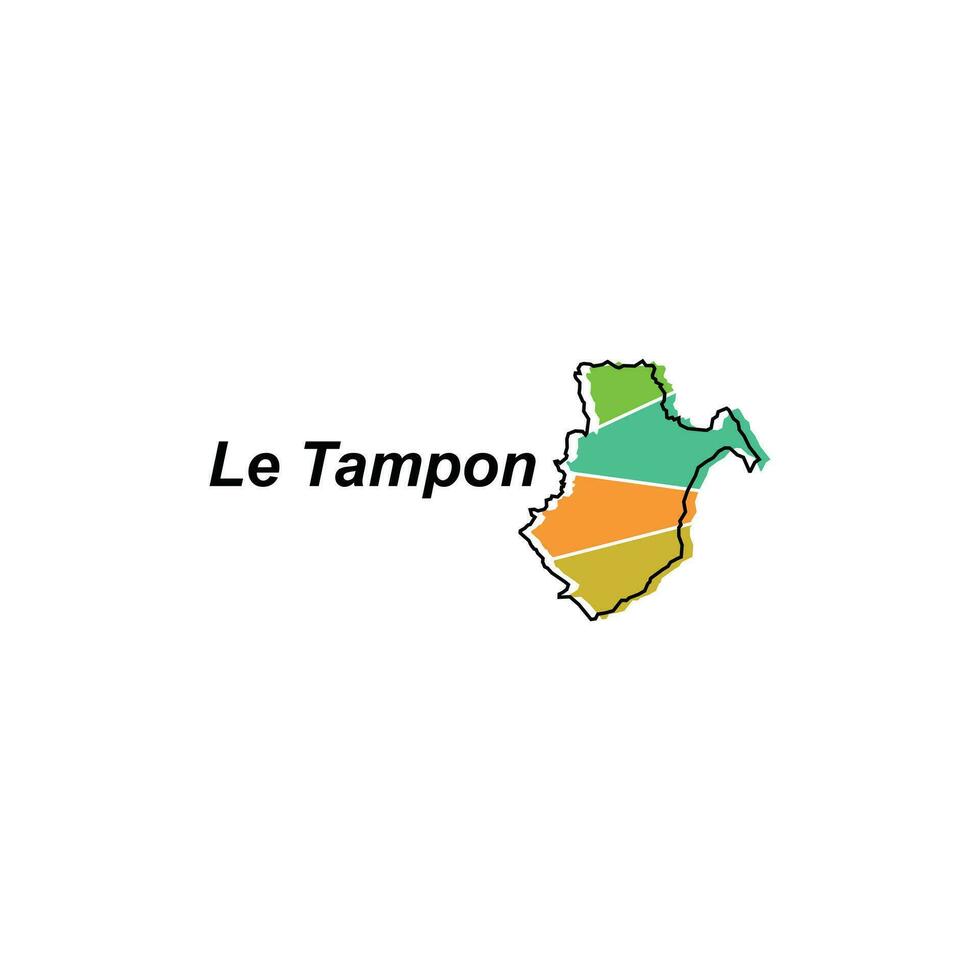 Map of Le Tampon City design illustration, vector symbol, sign, outline, World Map International vector template on white background