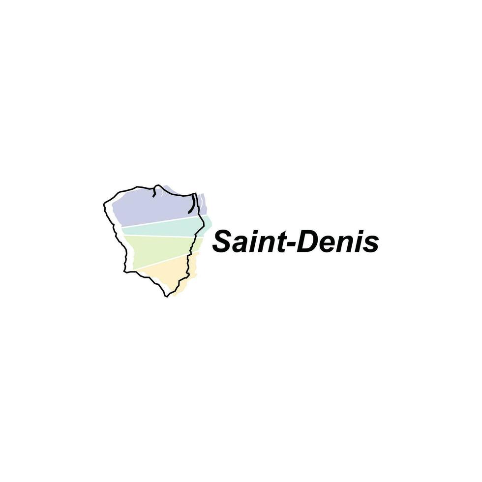 Map of Saint Denis City design illustration, vector symbol, sign, outline, World Map International vector template on white background