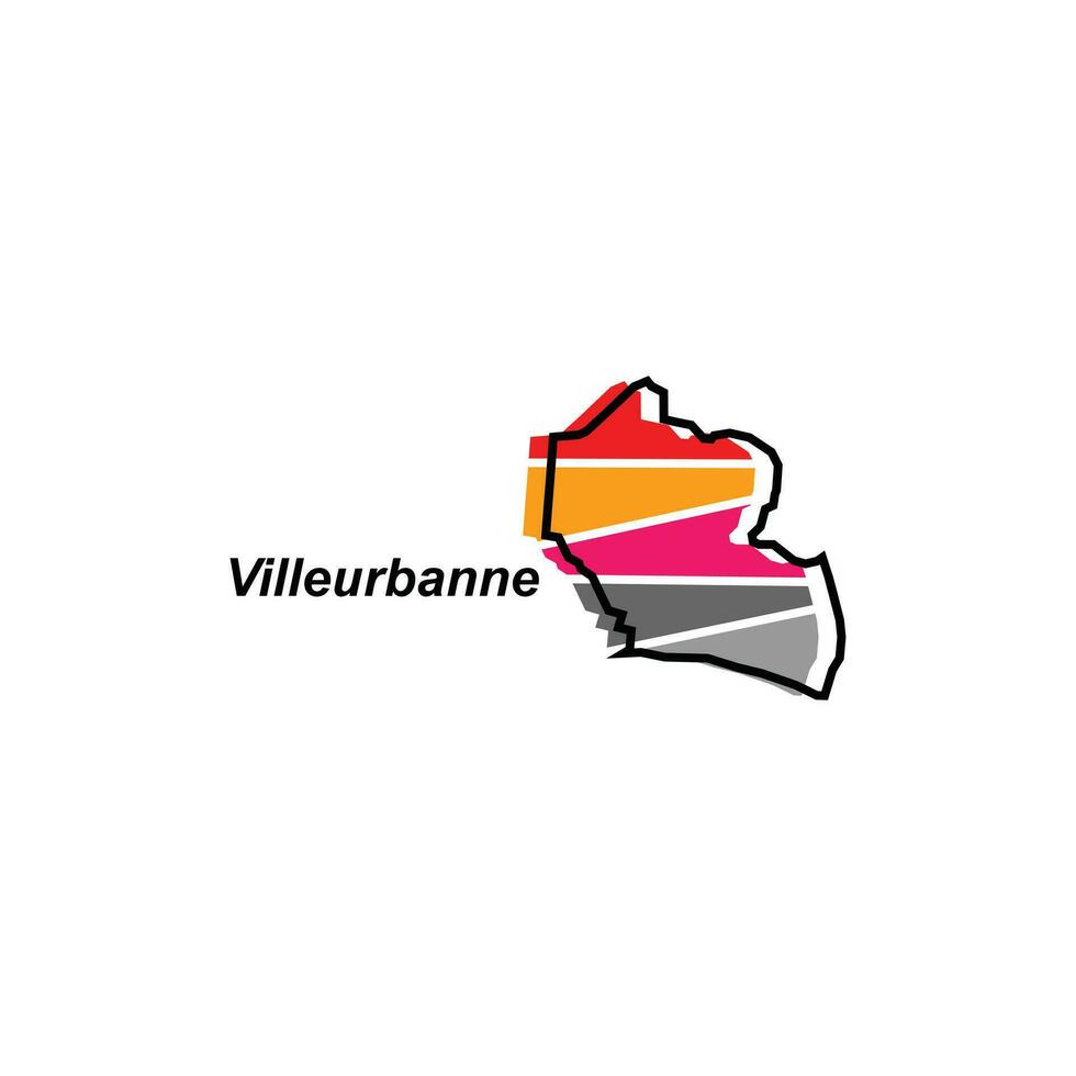 Map of Villeurbanne City design illustration, vector symbol, sign, outline, World Map International vector template on white background