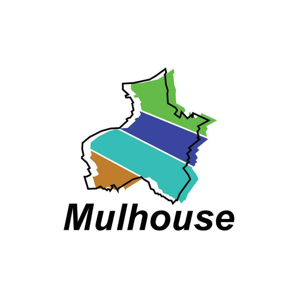 Map of Mulhouse City design illustration, vector symbol, sign, outline, World Map International vector template on white background