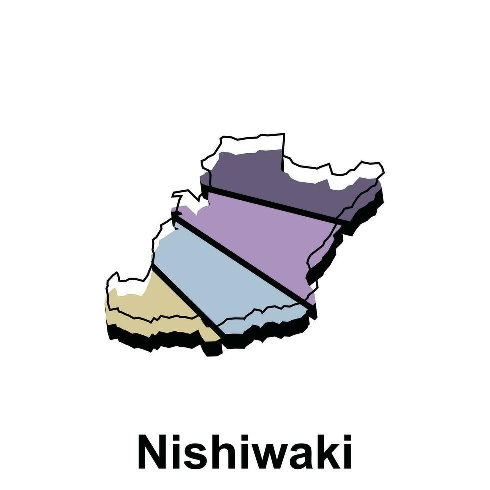 mapa de nishiwaki vistoso geométrico moderno describir, alto detallado vector ilustración vector diseño plantilla, adecuado para tu empresa