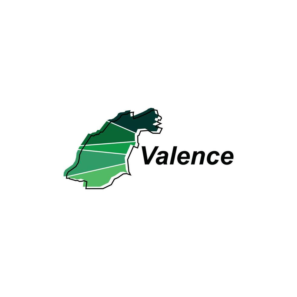Map of Valence vector design template, national borders and important cities illustration on white background