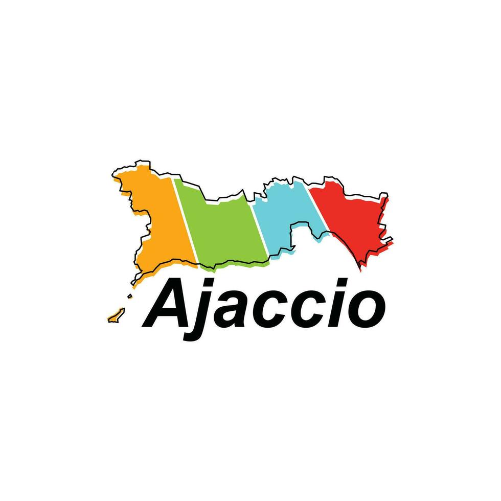 Map of Ajaccio vector design template, national borders and important cities illustration on white background