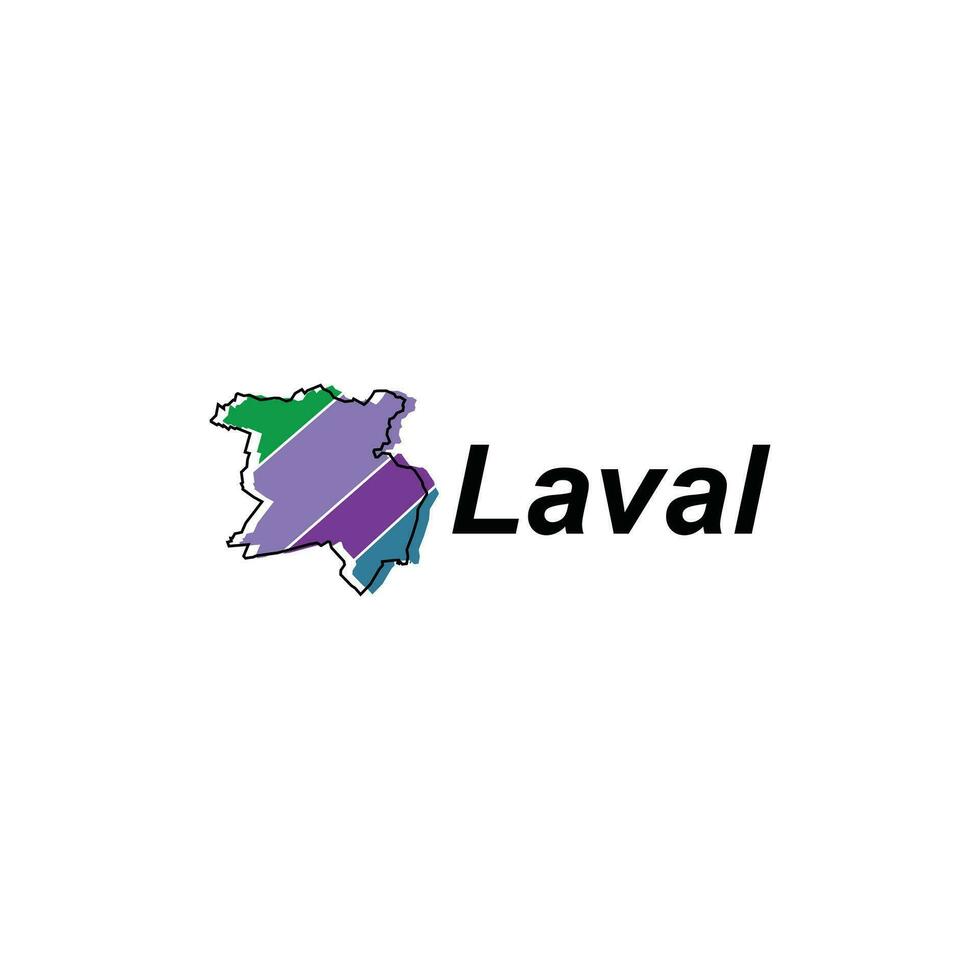 Map of Laval vector design template, national borders and important cities illustration on white background