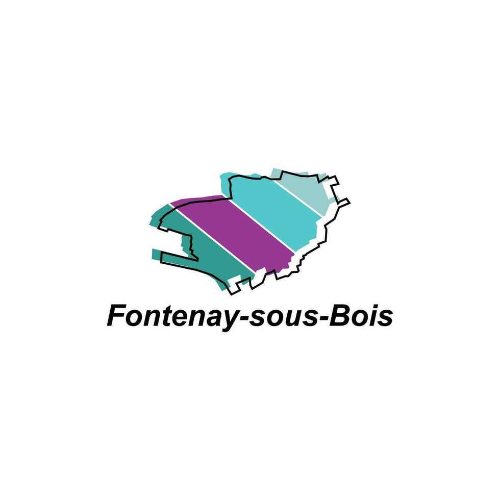 Map of Fontenay Sous Bois City colorful geometric modern outline, High detailed vector illustration vector Design Template, suitable for your company