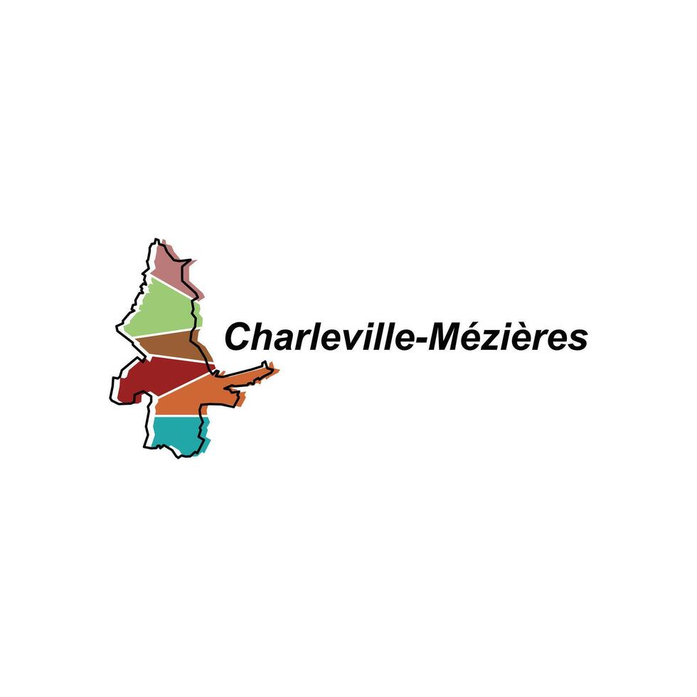 Map of charleville mezieres vector design template, national borders and important cities illustration on white background