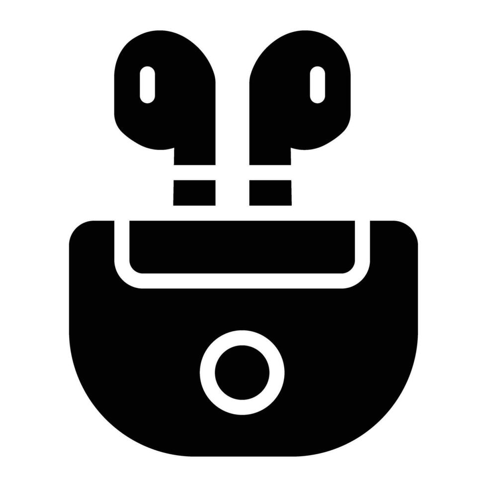 earbuds Glyph Icon Background White vector