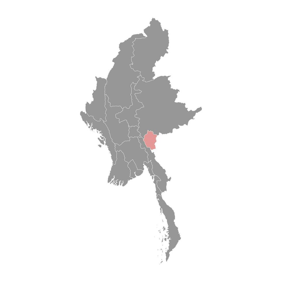 Kayah región mapa, administrativo división de myanmar. vector ilustración.