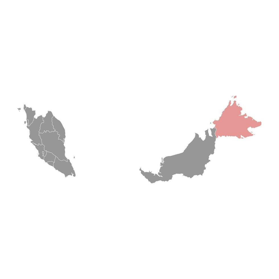 Sabah state map, administrative division of Malaysia. Vector illustration.