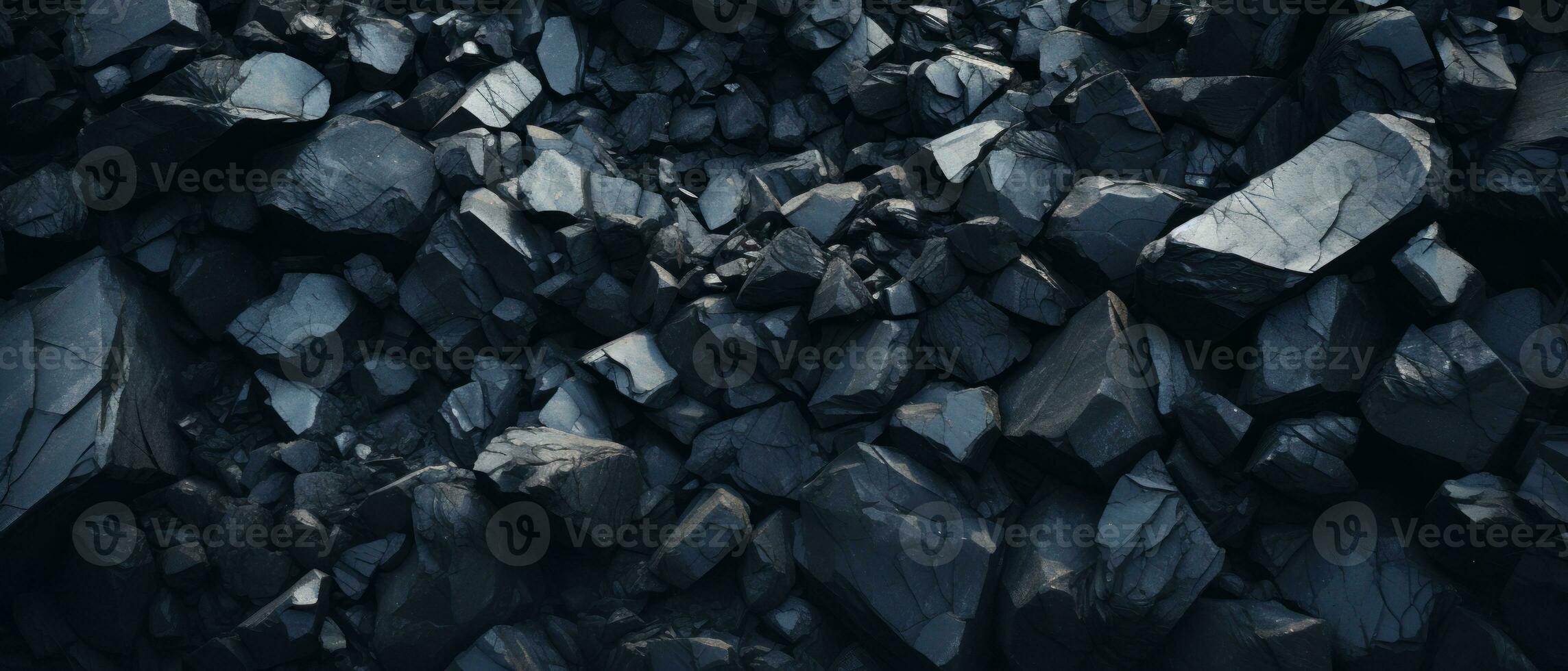 AI generated Close-up of a dark, heavy heap of varied coal. AI generative. photo