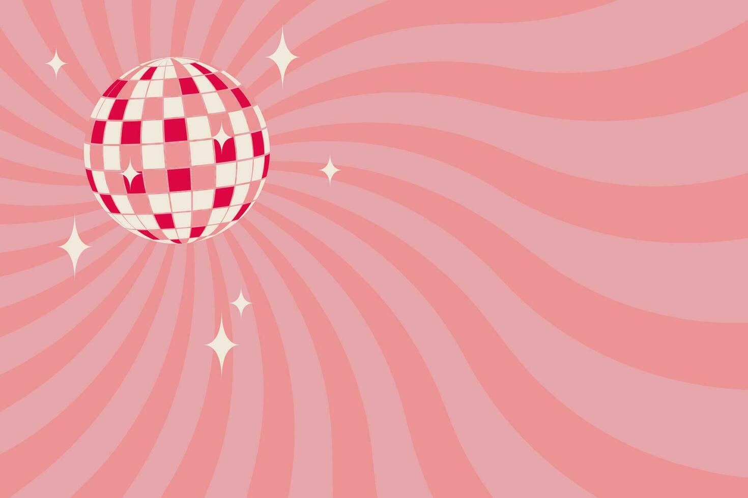 Template for invitation, banner, poster. Psychedelic background with disco ball. Retro style. Minimalism. vector