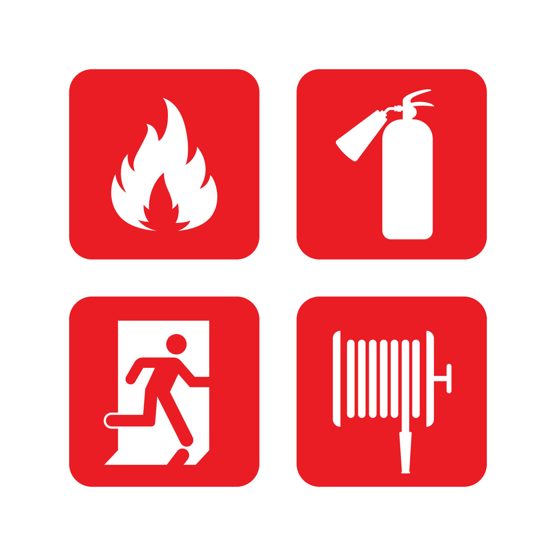 Fire safety sign collection. Fire protection sign vector collection