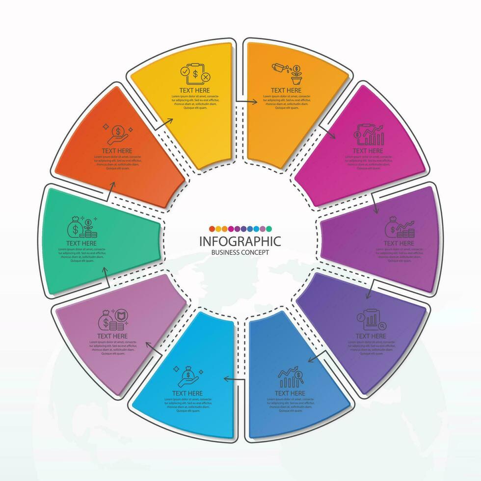 Infographic with 10 steps, process or options. vector