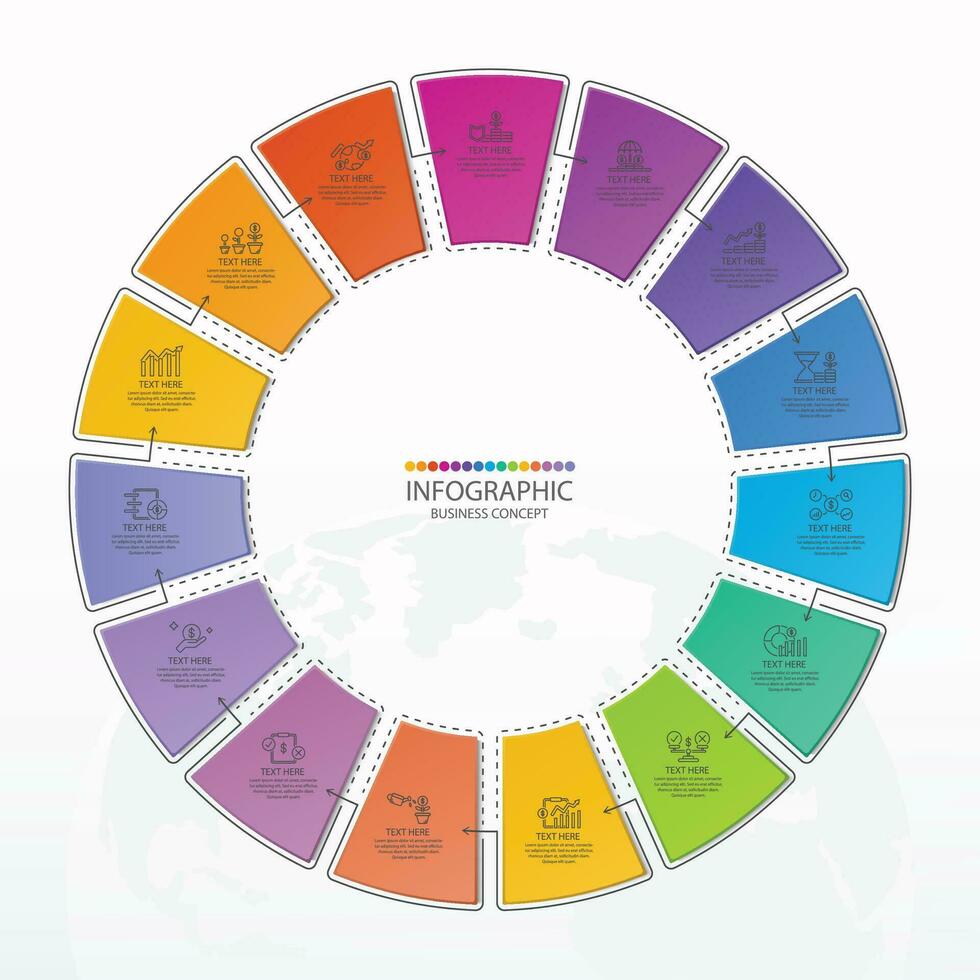 Infographic with 15 steps, process or options. vector