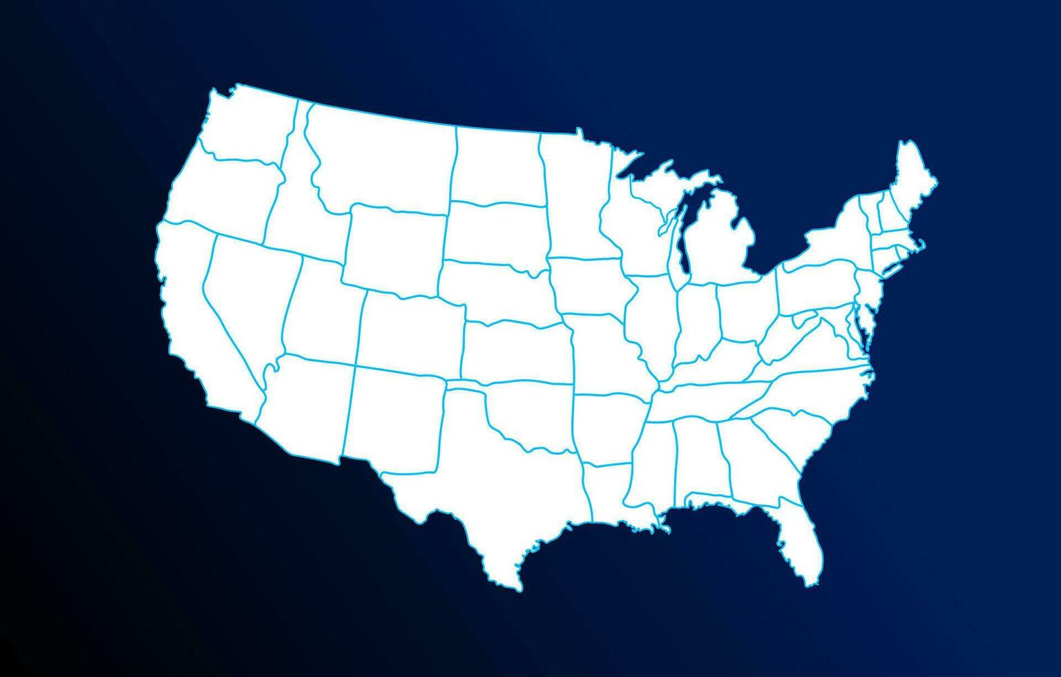 blue and white color vector illustration of United States map design template. American flag vector illustration.