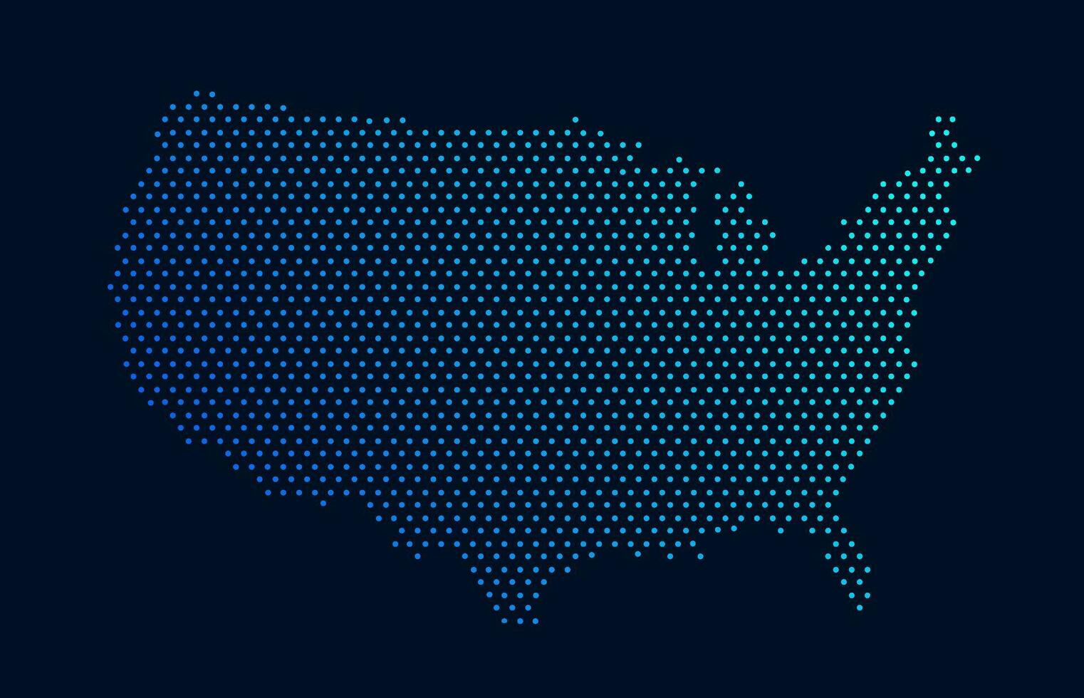 blue color dot pattern vector illustration of United States map design template. dot American flag vector illustration.