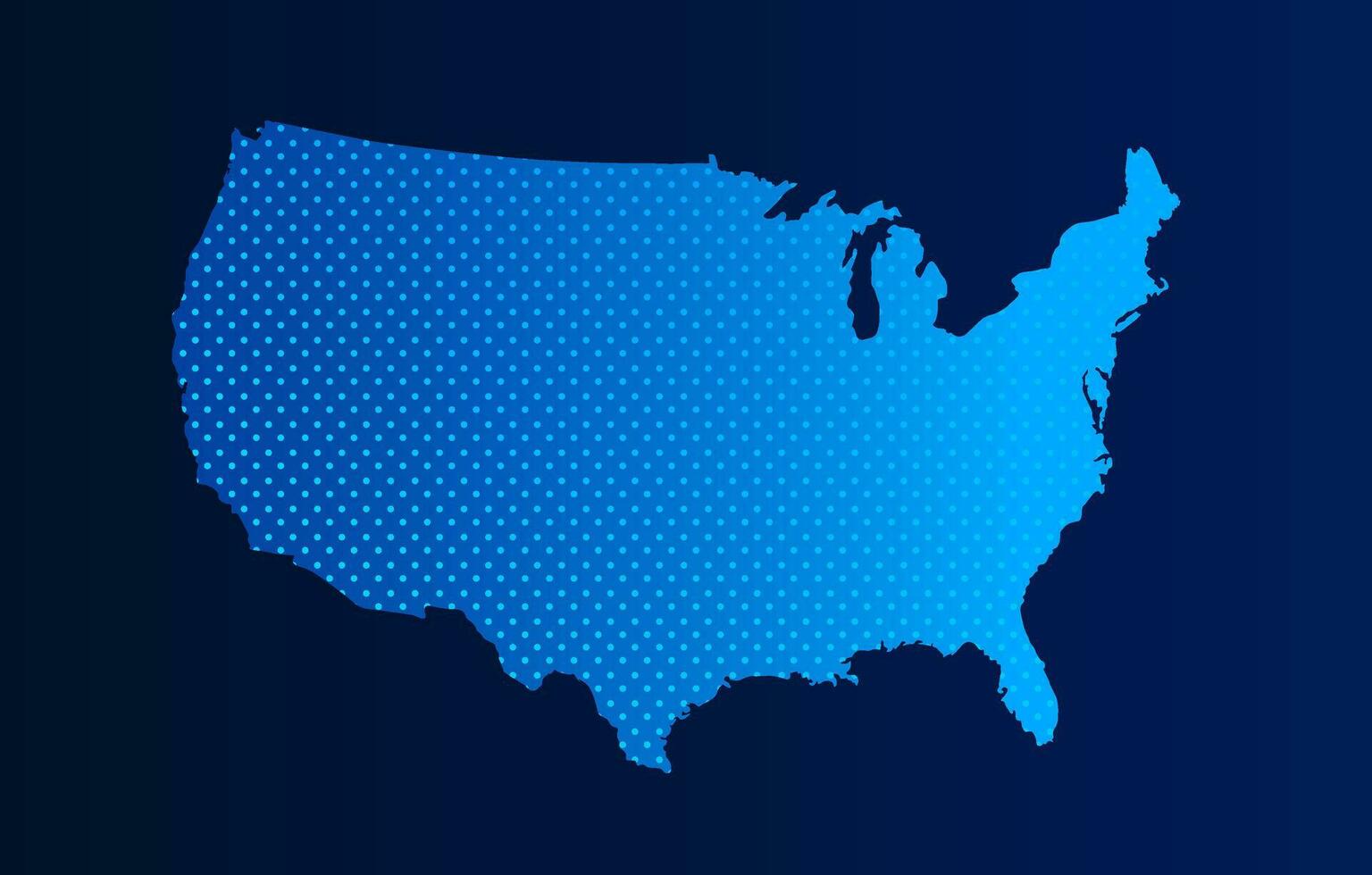 blue color dot pattern vector illustration of United States map design template. dot American flag vector illustration.