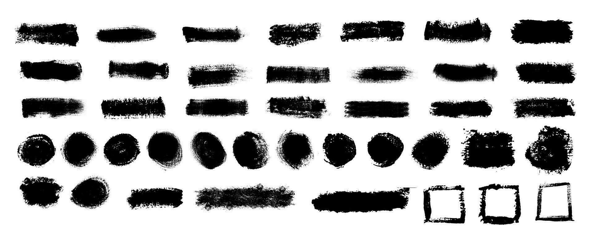 Mega bundle collection of different ink Vector Black paintbrush strokes. rectangle, square and round freehand drawings. Dirty watercolor texture, use to social media business background decoration.