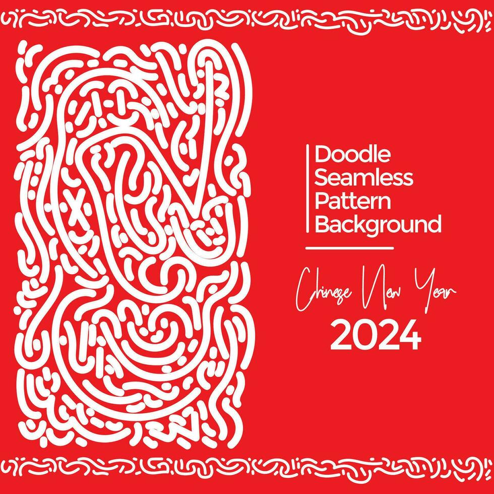 Vector hand drawn doodle chinese new year 2024 theme elements pattern abstract background