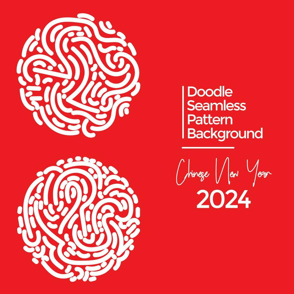 Vector hand drawn doodle chinese new year 2024 theme elements pattern abstract seamless background