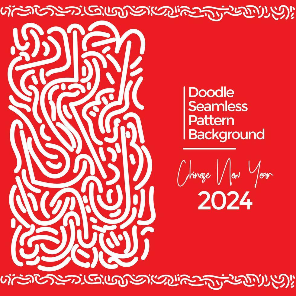 Vector hand drawn doodle chinese new year 2024 theme elements pattern abstract background