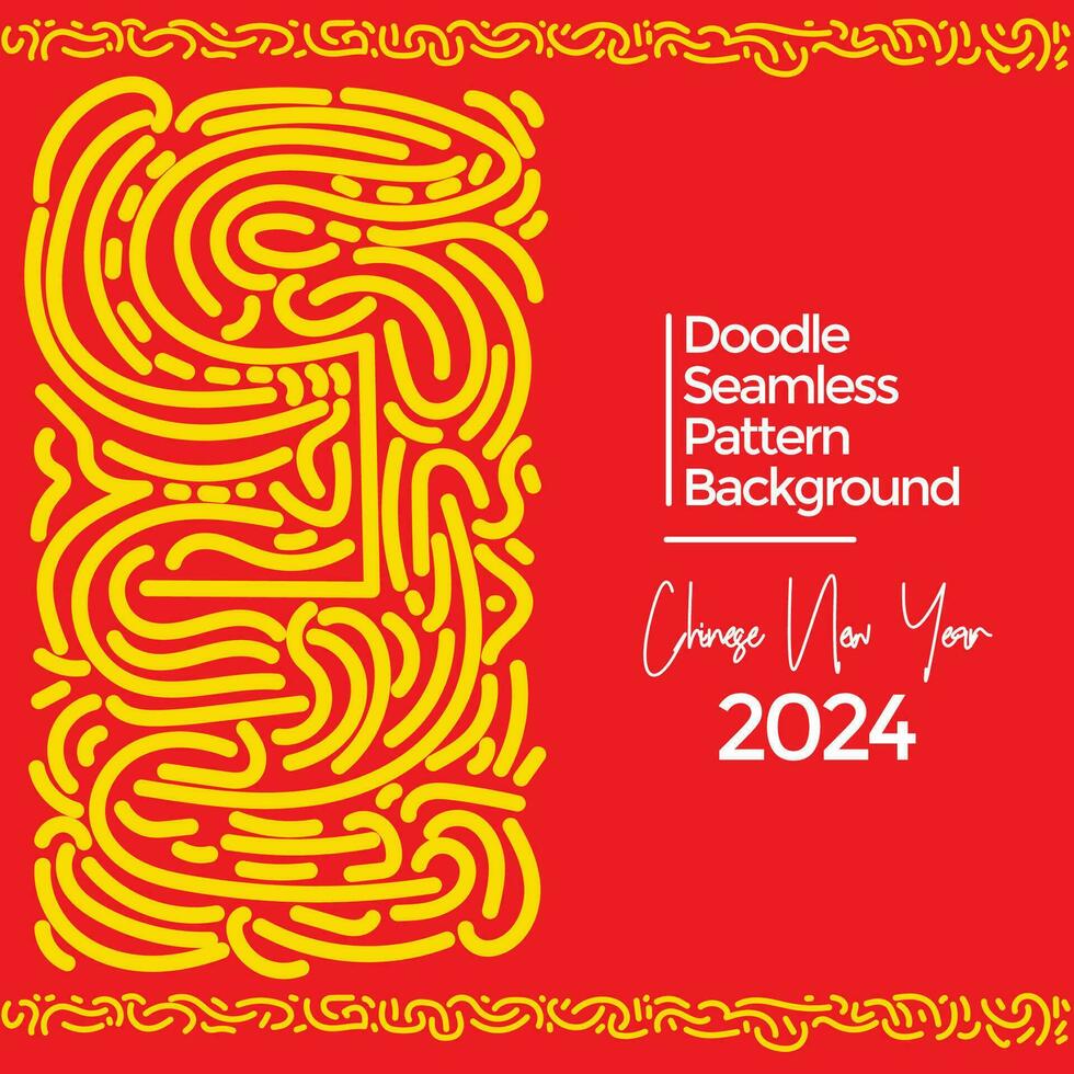 Vector hand drawn doodle chinese new year 2024 theme elements pattern abstract background