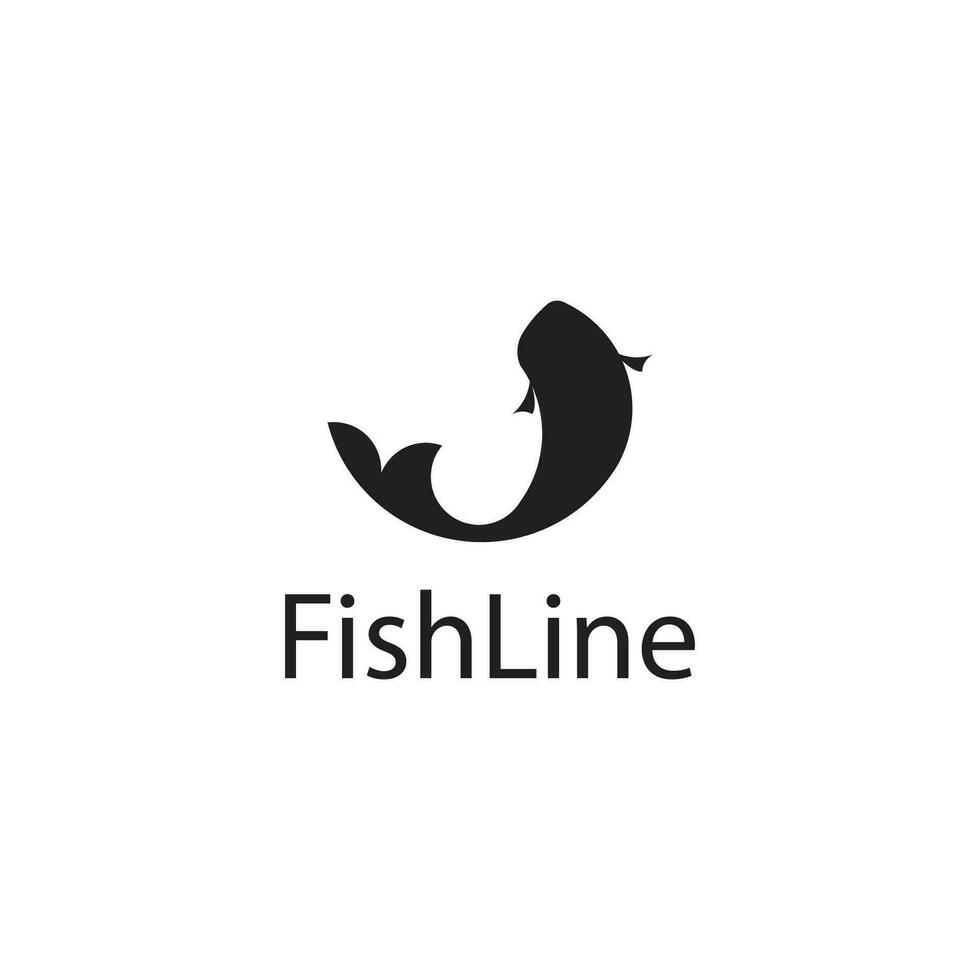 fish logo full black vector illustration